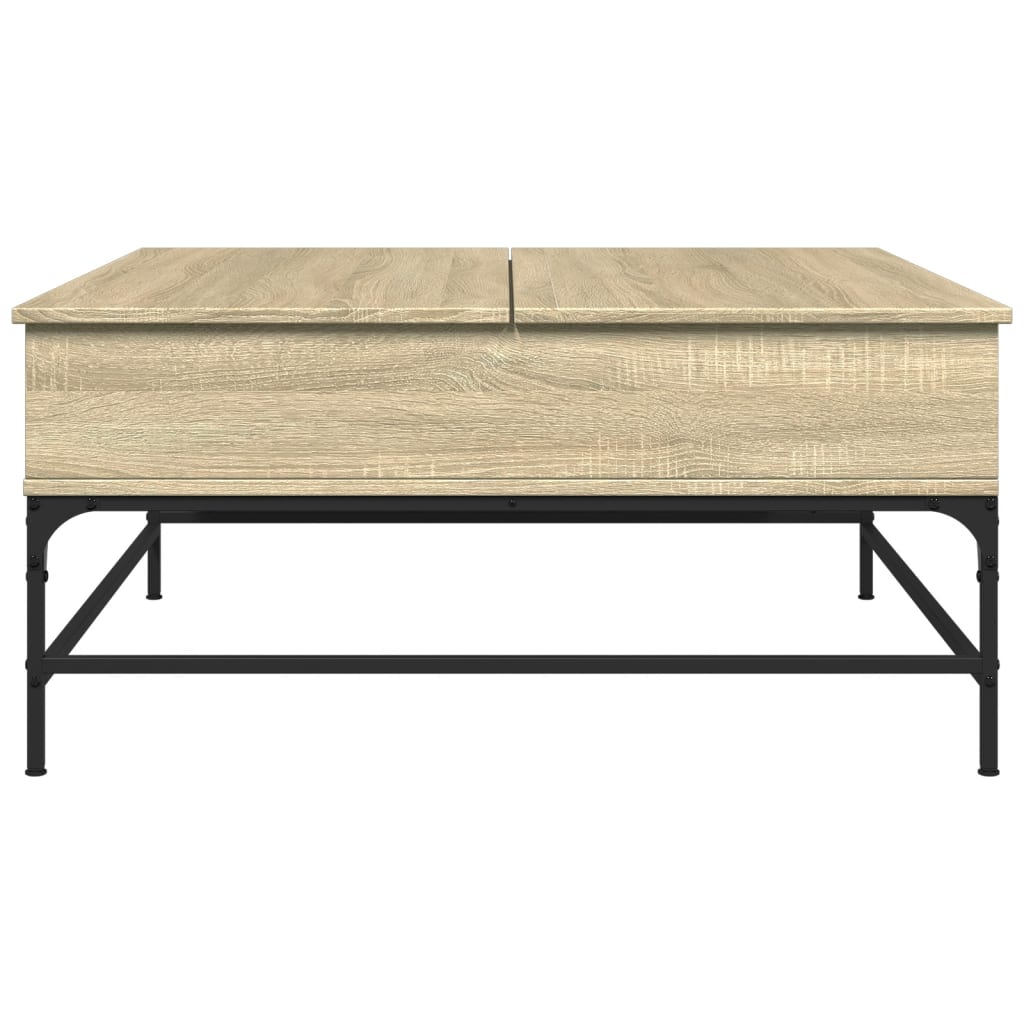 Salontafel 95x95x45 cm bewerkt hout en metaal sonoma eikenkleur is nu te koop bij PeponiXL, paradijselijk wonen!