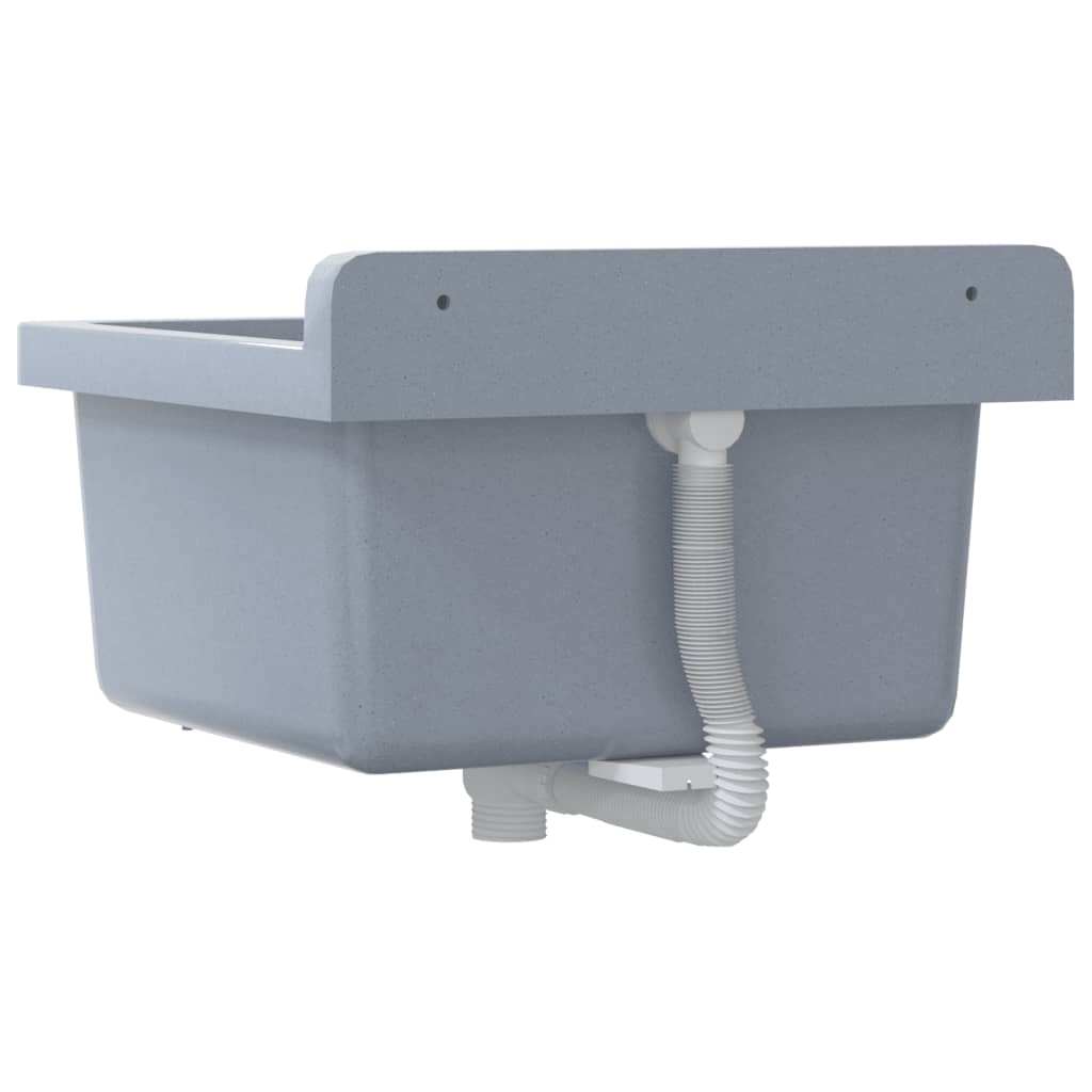 Wasbak wandgemonteerd 40x40x24 cm hars grijs is nu te koop bij PeponiXL, paradijselijk wonen!