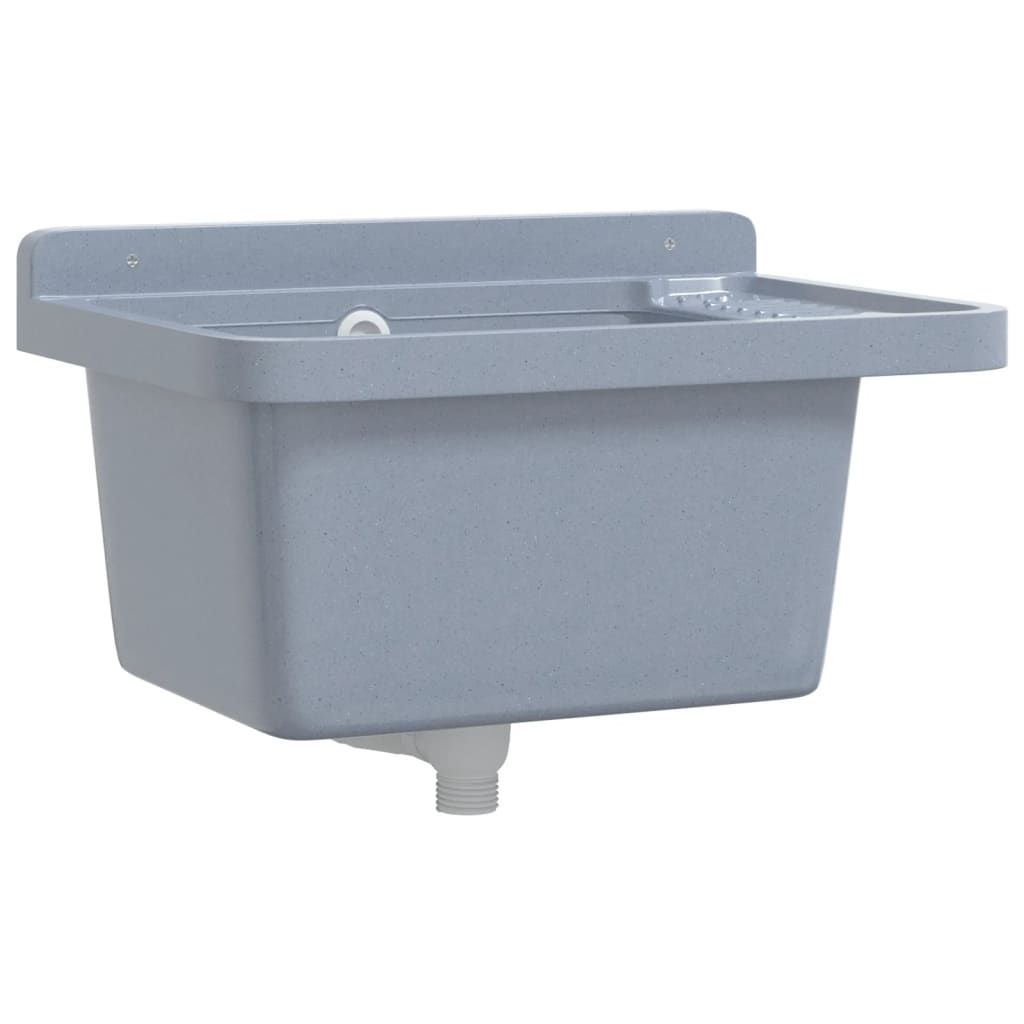 Wasbak wandgemonteerd 50x35x24 cm hars grijs is nu te koop bij PeponiXL, paradijselijk wonen!