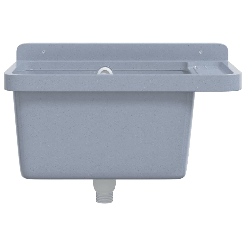 Wasbak wandgemonteerd 50x35x24 cm hars grijs is nu te koop bij PeponiXL, paradijselijk wonen!