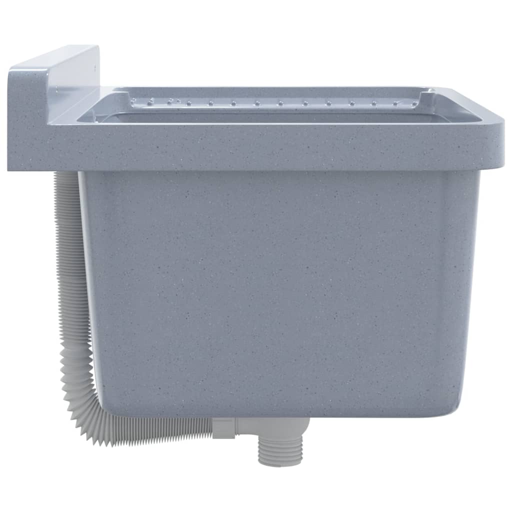 Wasbak wandgemonteerd 50x35x24 cm hars grijs is nu te koop bij PeponiXL, paradijselijk wonen!