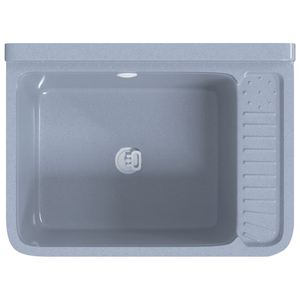 Wasbak wandgemonteerd 50x35x24 cm hars grijs is nu te koop bij PeponiXL, paradijselijk wonen!