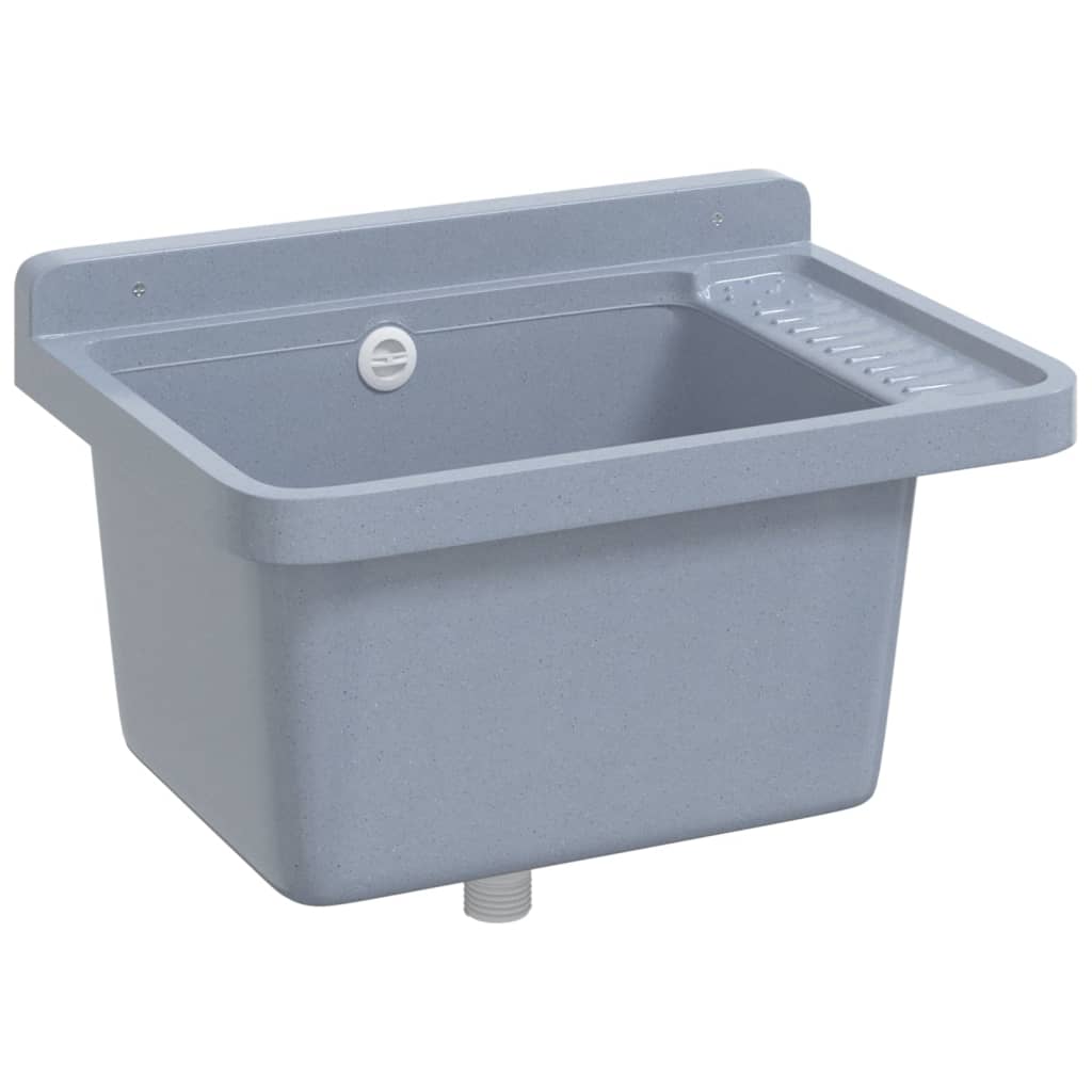 Wasbak wandgemonteerd 50x35x24 cm hars grijs is nu te koop bij PeponiXL, paradijselijk wonen!