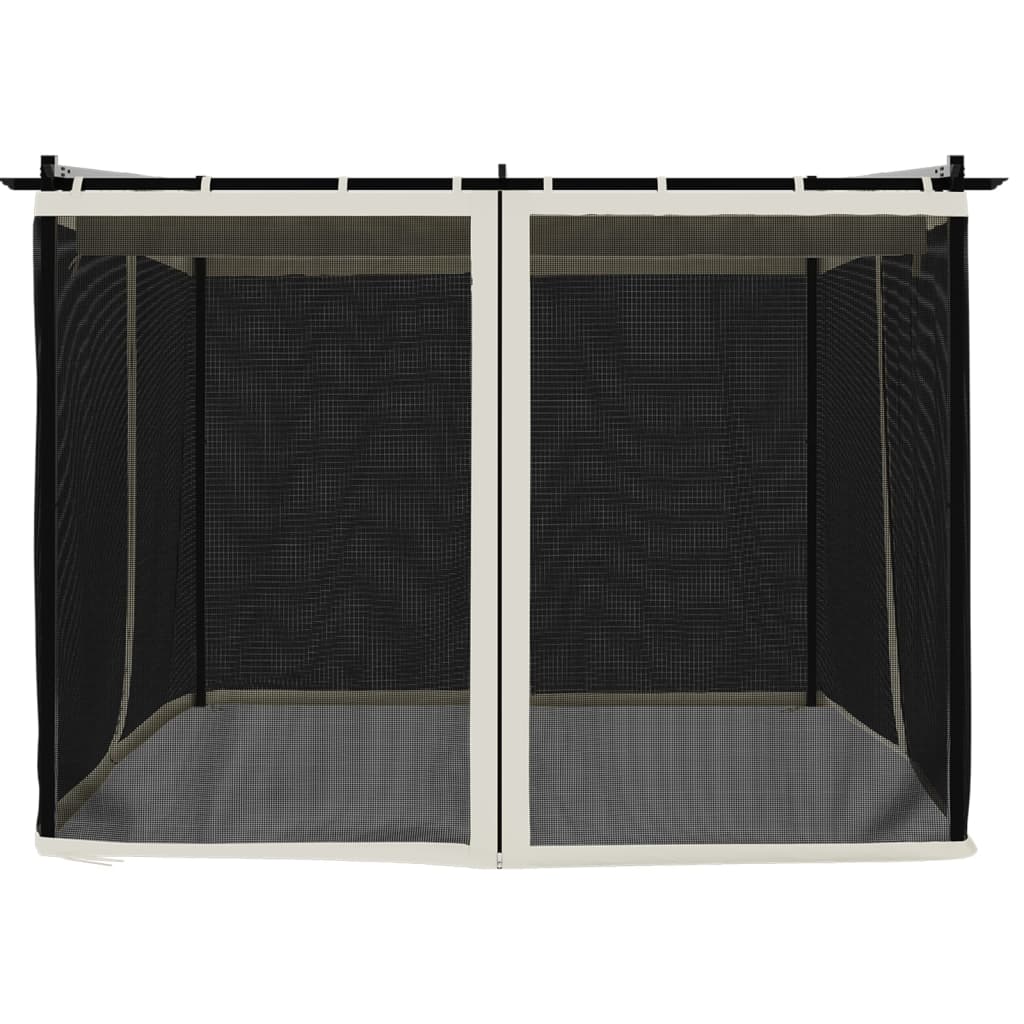 Prieel met zijwanden van gaas 3x3 m staal crèmekleurig is nu te koop bij PeponiXL, paradijselijk wonen!