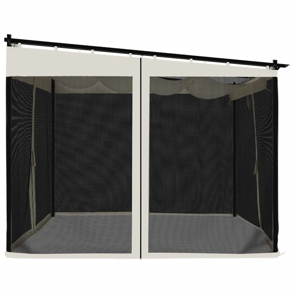 Prieel met zijwanden van gaas 3x3 m staal crèmekleurig is nu te koop bij PeponiXL, paradijselijk wonen!