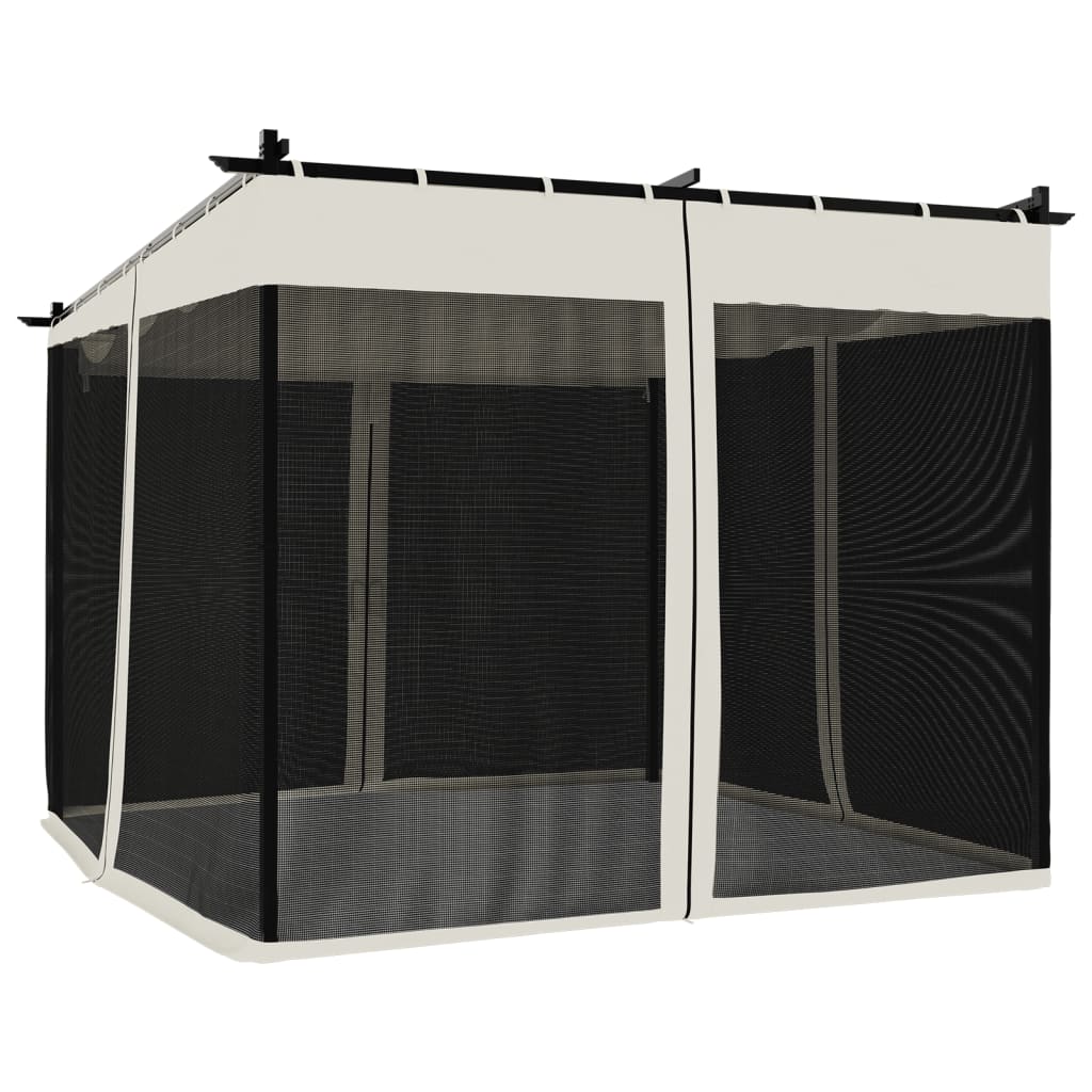 Prieel met zijwanden van gaas 3x3 m staal crèmekleurig is nu te koop bij PeponiXL, paradijselijk wonen!