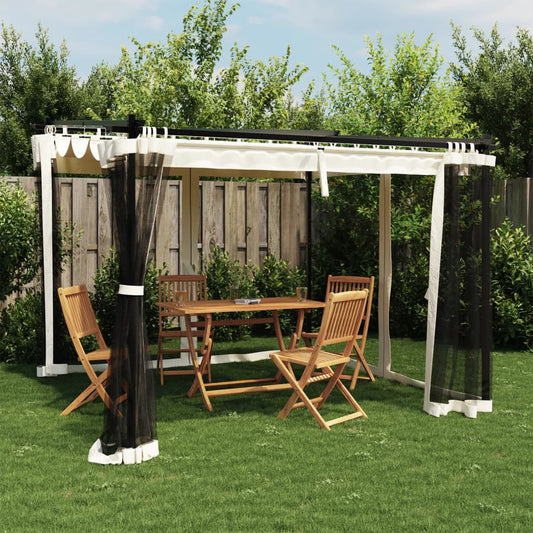 Prieel met zijwanden van gaas 3x3 m staal crèmekleurig is nu te koop bij PeponiXL, paradijselijk wonen!
