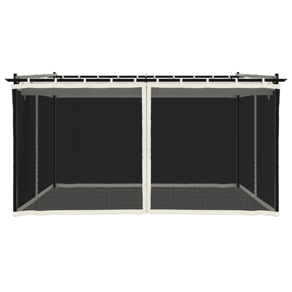 Prieel met zijwanden van gaas 4x3 m staal crèmekleurig is nu te koop bij PeponiXL, paradijselijk wonen!