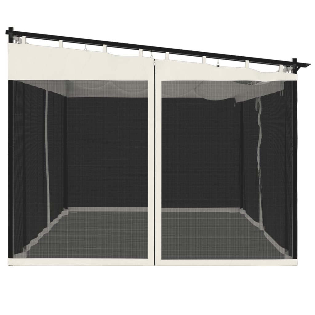 Prieel met zijwanden van gaas 4x3 m staal crèmekleurig is nu te koop bij PeponiXL, paradijselijk wonen!