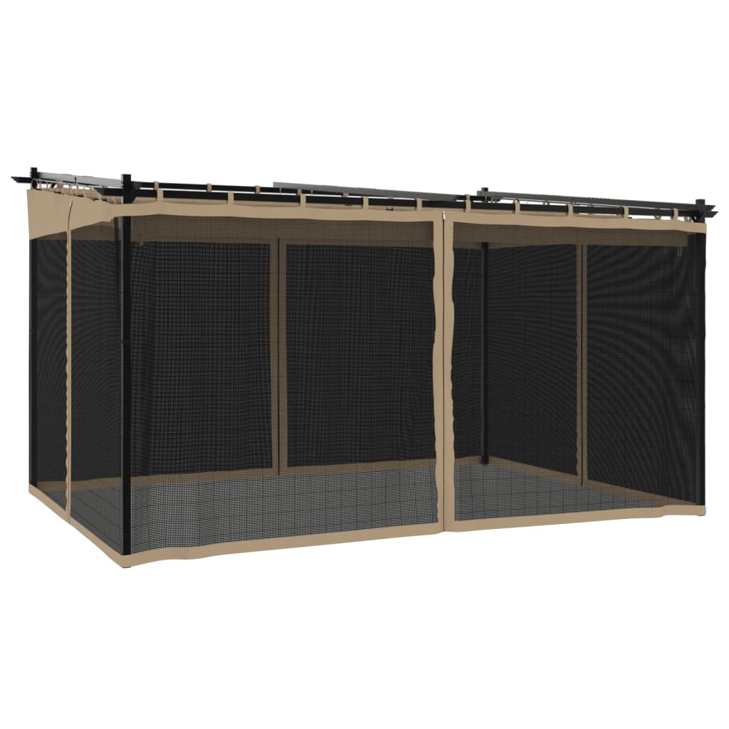 Prieel met zijwanden van gaas 4x3 m staal taupe is nu te koop bij PeponiXL, paradijselijk wonen!
