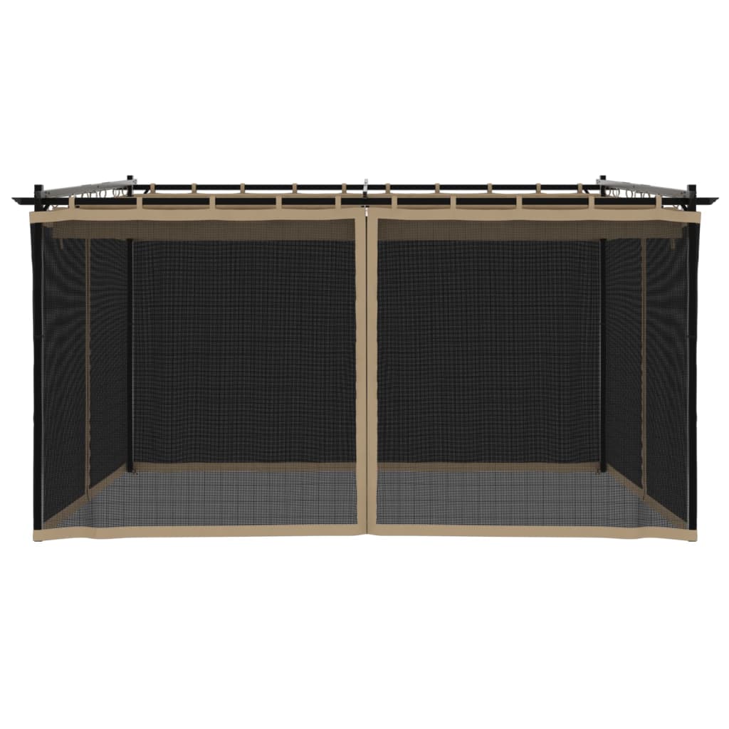 Prieel met zijwanden van gaas 4x3 m staal taupe is nu te koop bij PeponiXL, paradijselijk wonen!