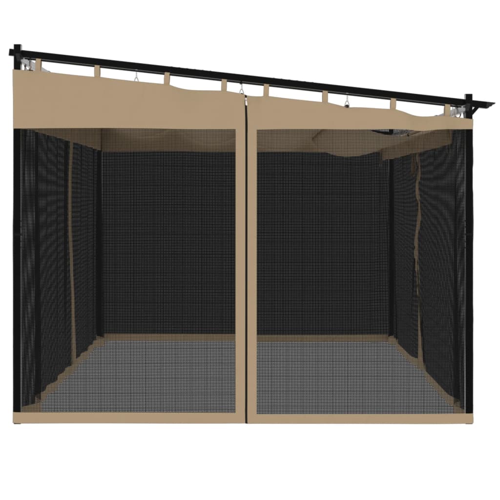 Prieel met zijwanden van gaas 4x3 m staal taupe is nu te koop bij PeponiXL, paradijselijk wonen!