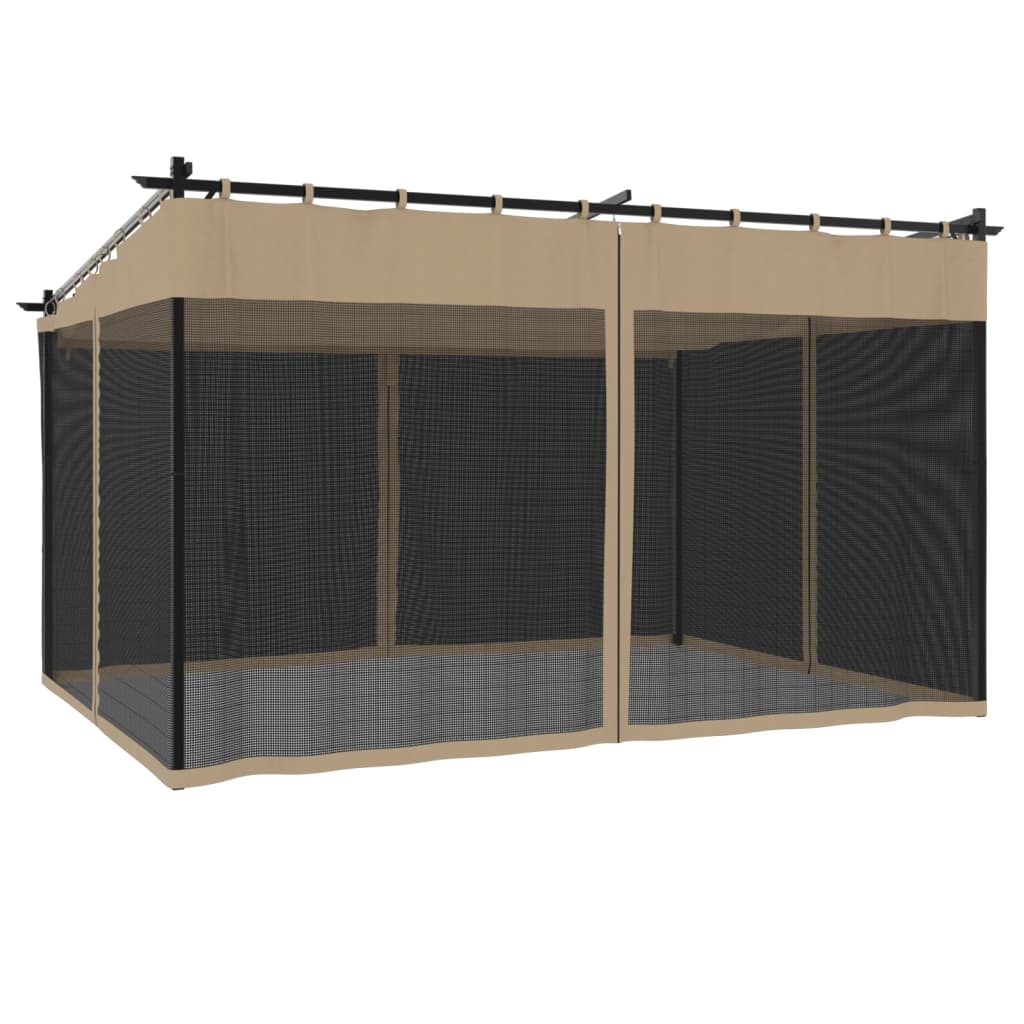 Prieel met zijwanden van gaas 4x3 m staal taupe is nu te koop bij PeponiXL, paradijselijk wonen!