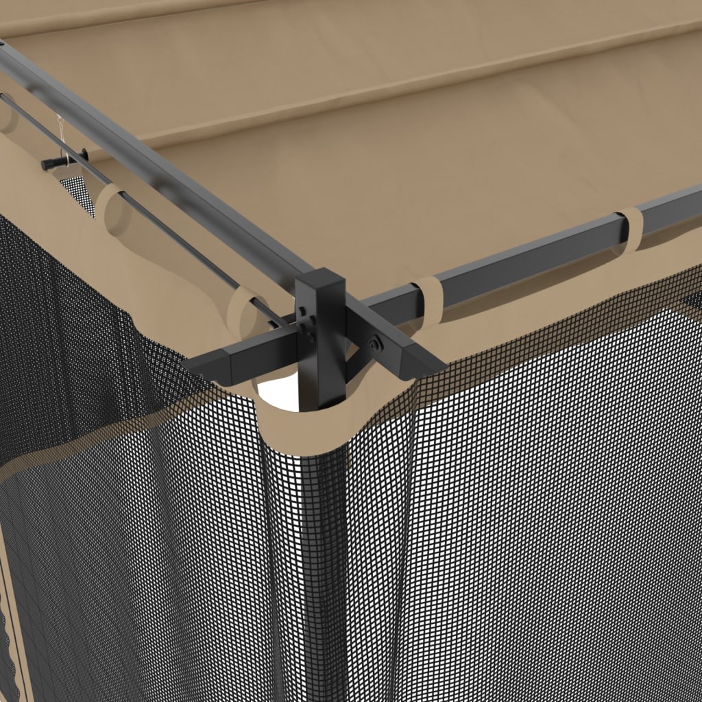 Prieel met zijwanden van gaas 4x3 m staal taupe is nu te koop bij PeponiXL, paradijselijk wonen!