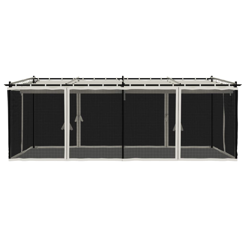 Prieel met zijwanden van gaas 6x3 m staal crèmekleurig is nu te koop bij PeponiXL, paradijselijk wonen!