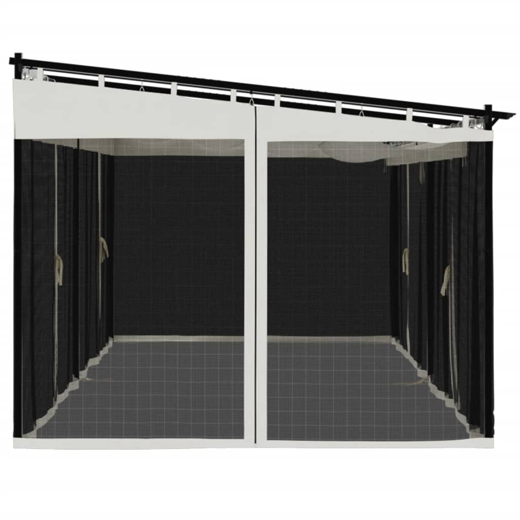 Prieel met zijwanden van gaas 6x3 m staal crèmekleurig is nu te koop bij PeponiXL, paradijselijk wonen!
