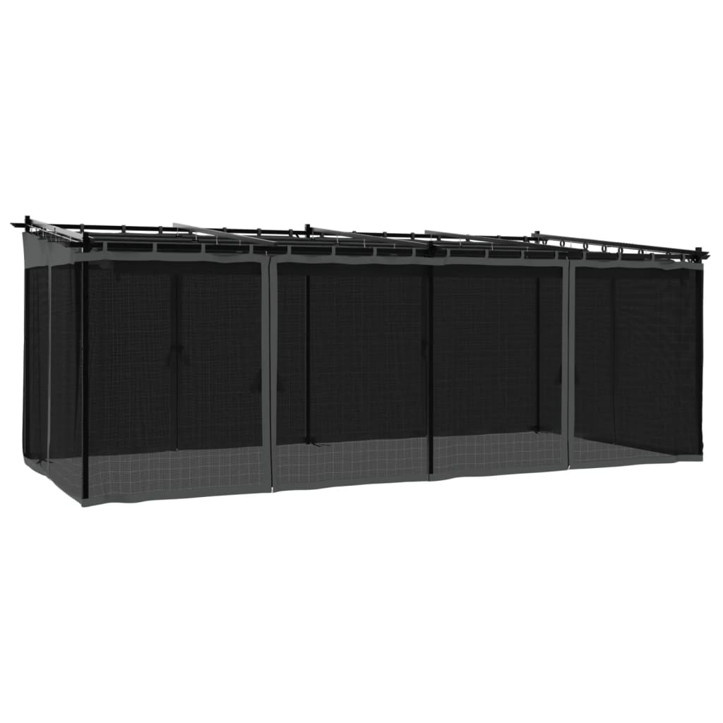 Prieel met zijwanden van gaas 6x3 m staal antracietkleurig is nu te koop bij PeponiXL, paradijselijk wonen!