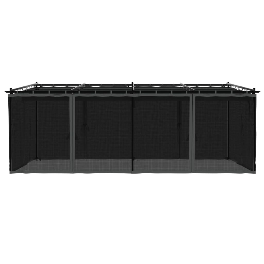 Prieel met zijwanden van gaas 6x3 m staal antracietkleurig is nu te koop bij PeponiXL, paradijselijk wonen!