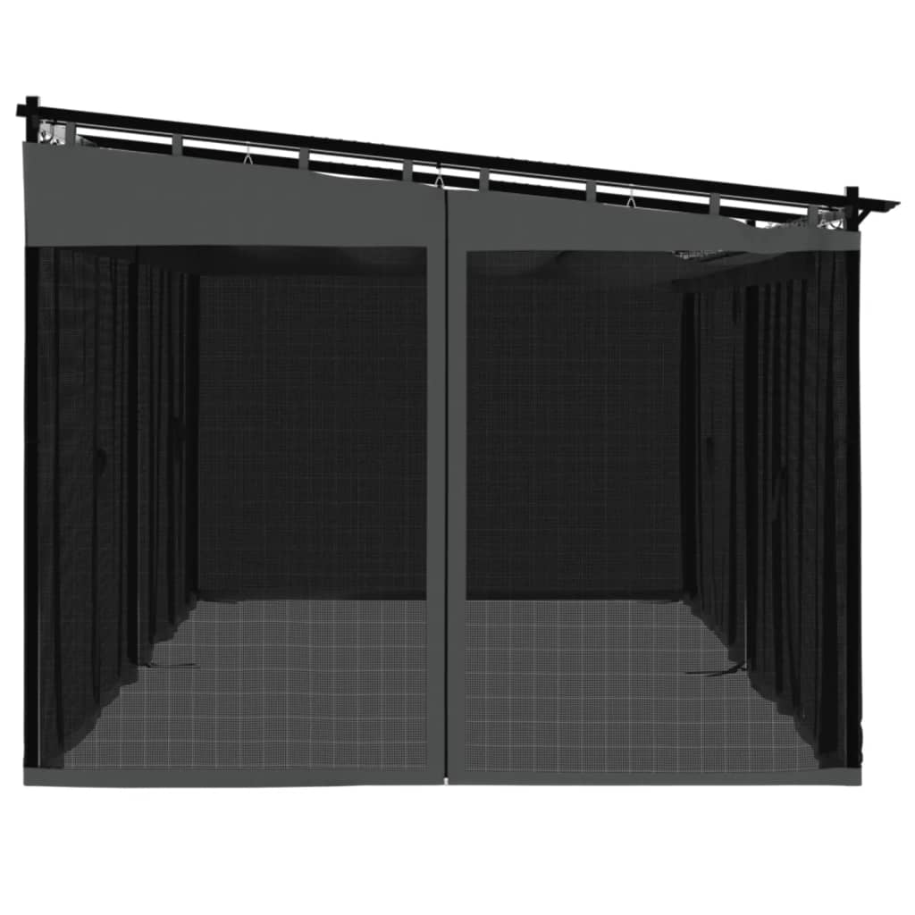 Prieel met zijwanden van gaas 6x3 m staal antracietkleurig is nu te koop bij PeponiXL, paradijselijk wonen!