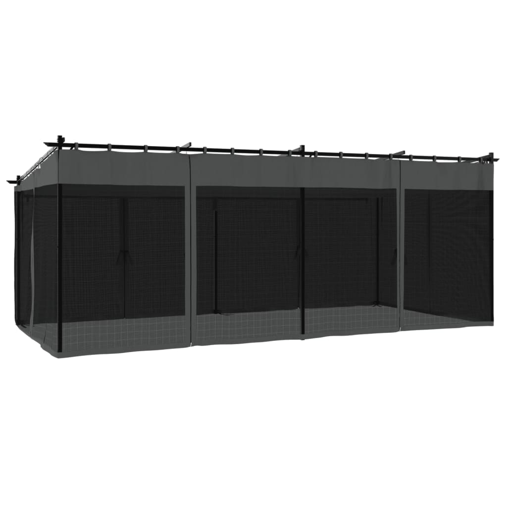 Prieel met zijwanden van gaas 6x3 m staal antracietkleurig is nu te koop bij PeponiXL, paradijselijk wonen!