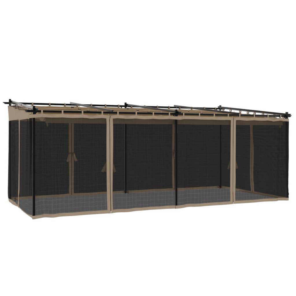 Prieel met zijwanden van gaas 6x3 m staal taupe is nu te koop bij PeponiXL, paradijselijk wonen!