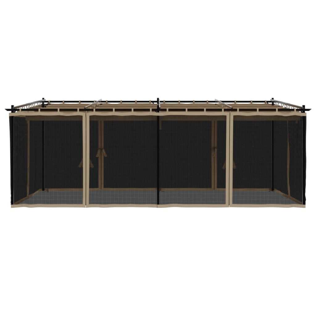 Prieel met zijwanden van gaas 6x3 m staal taupe is nu te koop bij PeponiXL, paradijselijk wonen!