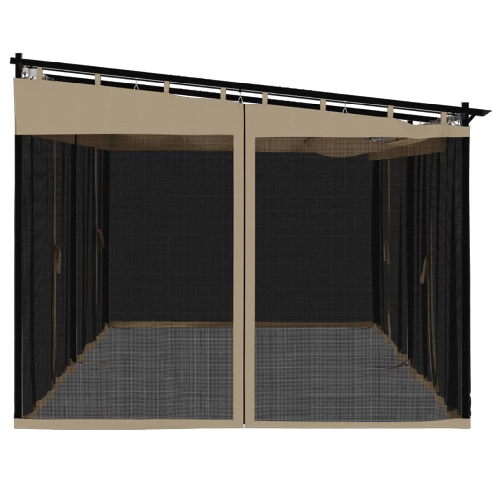 Prieel met zijwanden van gaas 6x3 m staal taupe is nu te koop bij PeponiXL, paradijselijk wonen!