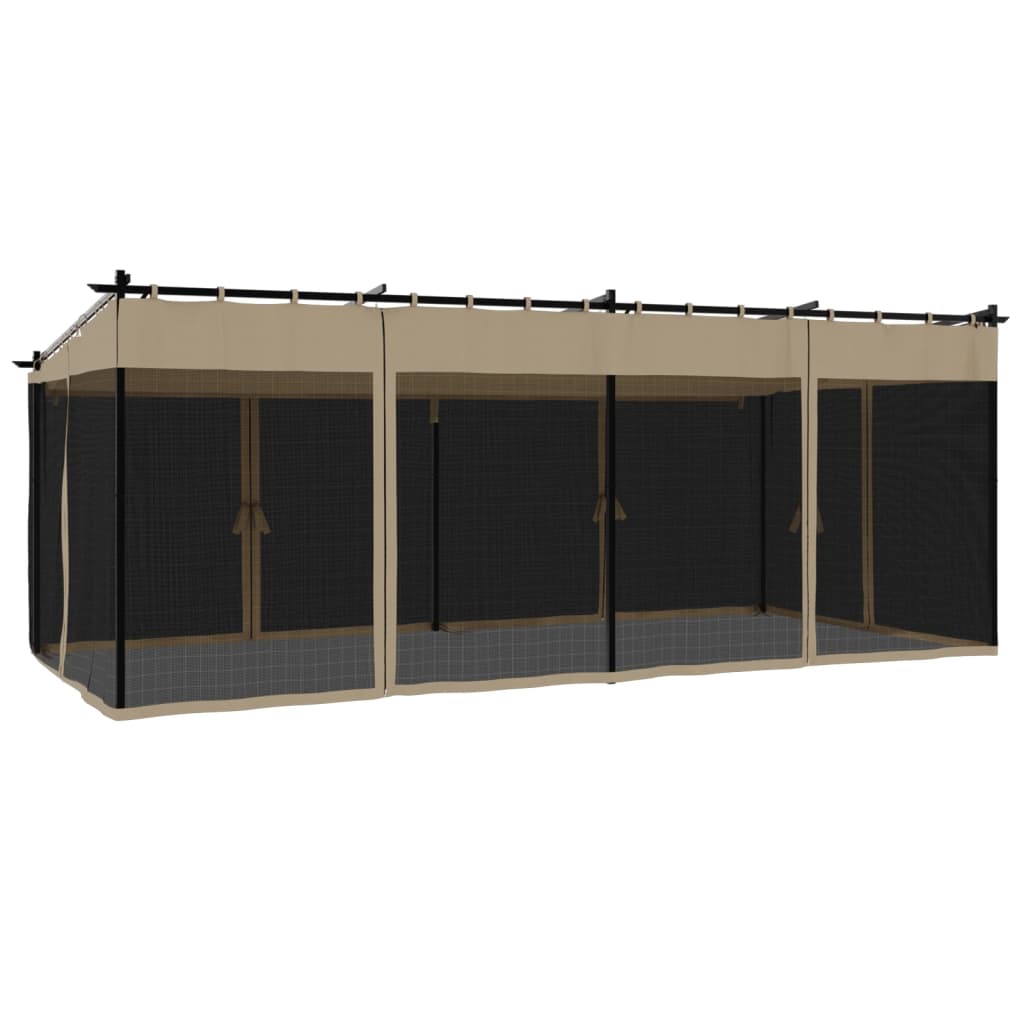 Prieel met zijwanden van gaas 6x3 m staal taupe is nu te koop bij PeponiXL, paradijselijk wonen!