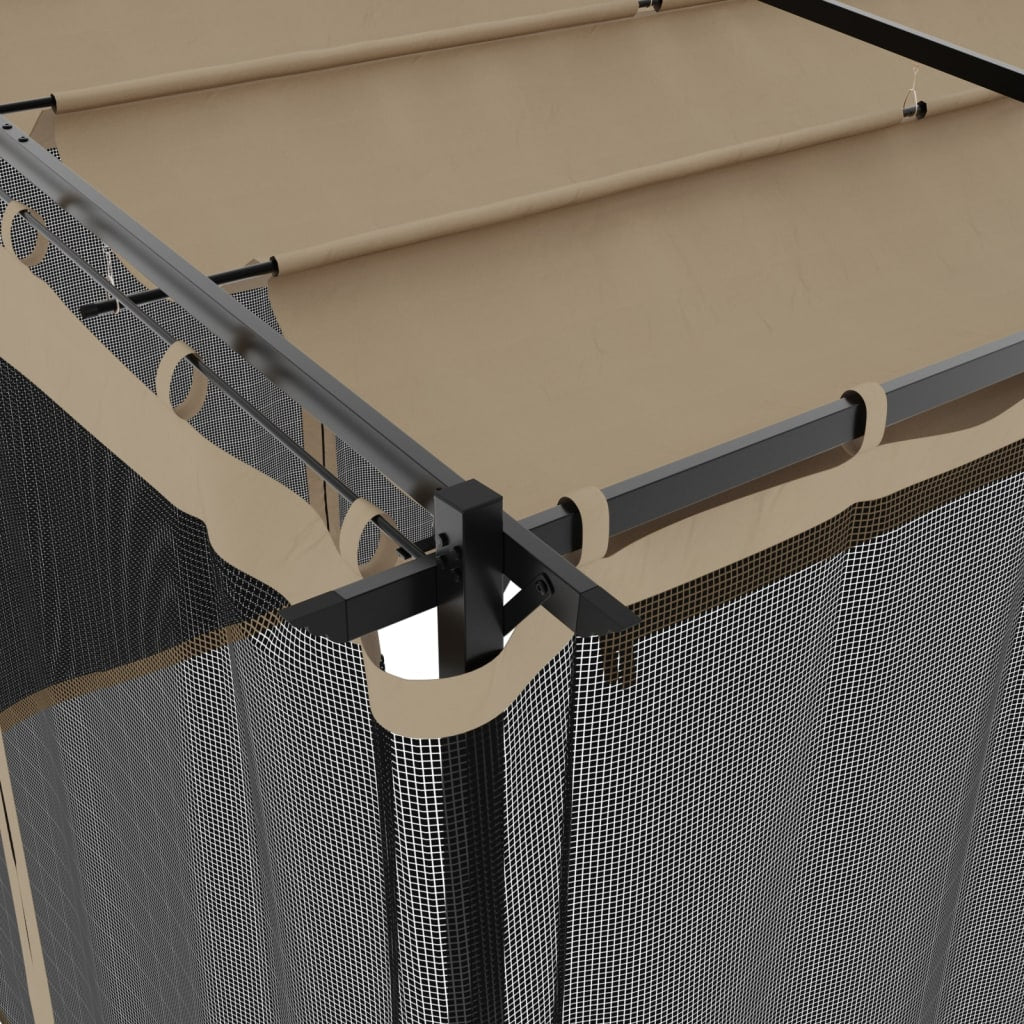 Prieel met zijwanden van gaas 6x3 m staal taupe is nu te koop bij PeponiXL, paradijselijk wonen!