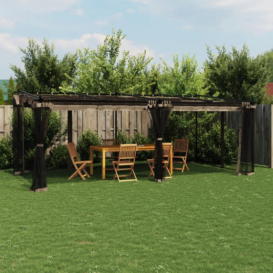 Prieel met zijwanden van gaas 6x3 m staal taupe is nu te koop bij PeponiXL, paradijselijk wonen!