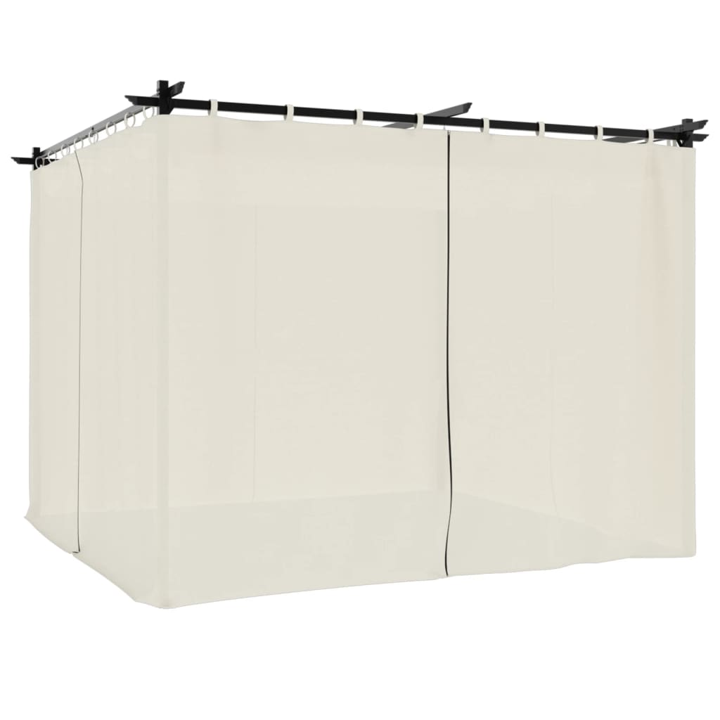 Prieel met gordijnen 3x3 m staal crèmekleurig is nu te koop bij PeponiXL, paradijselijk wonen!