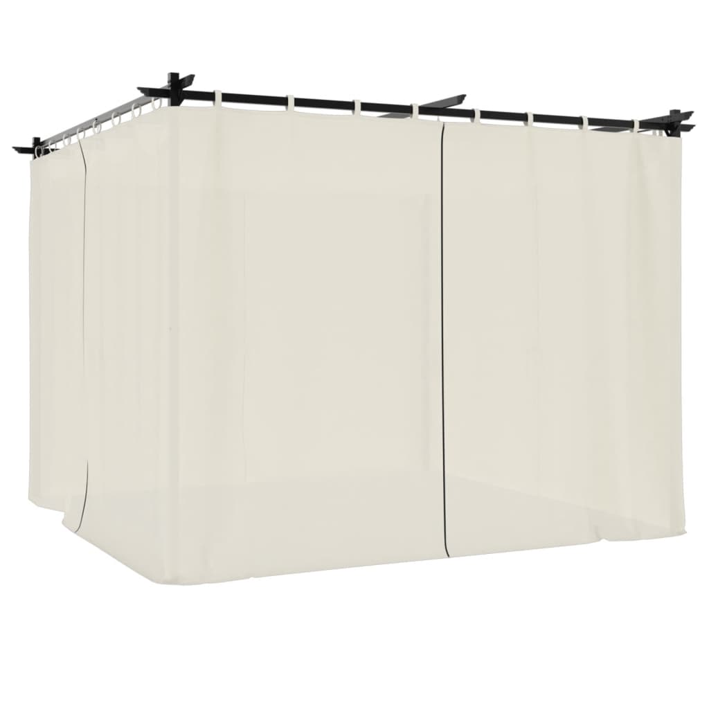 Prieel met gordijnen 3x3 m staal crèmekleurig is nu te koop bij PeponiXL, paradijselijk wonen!