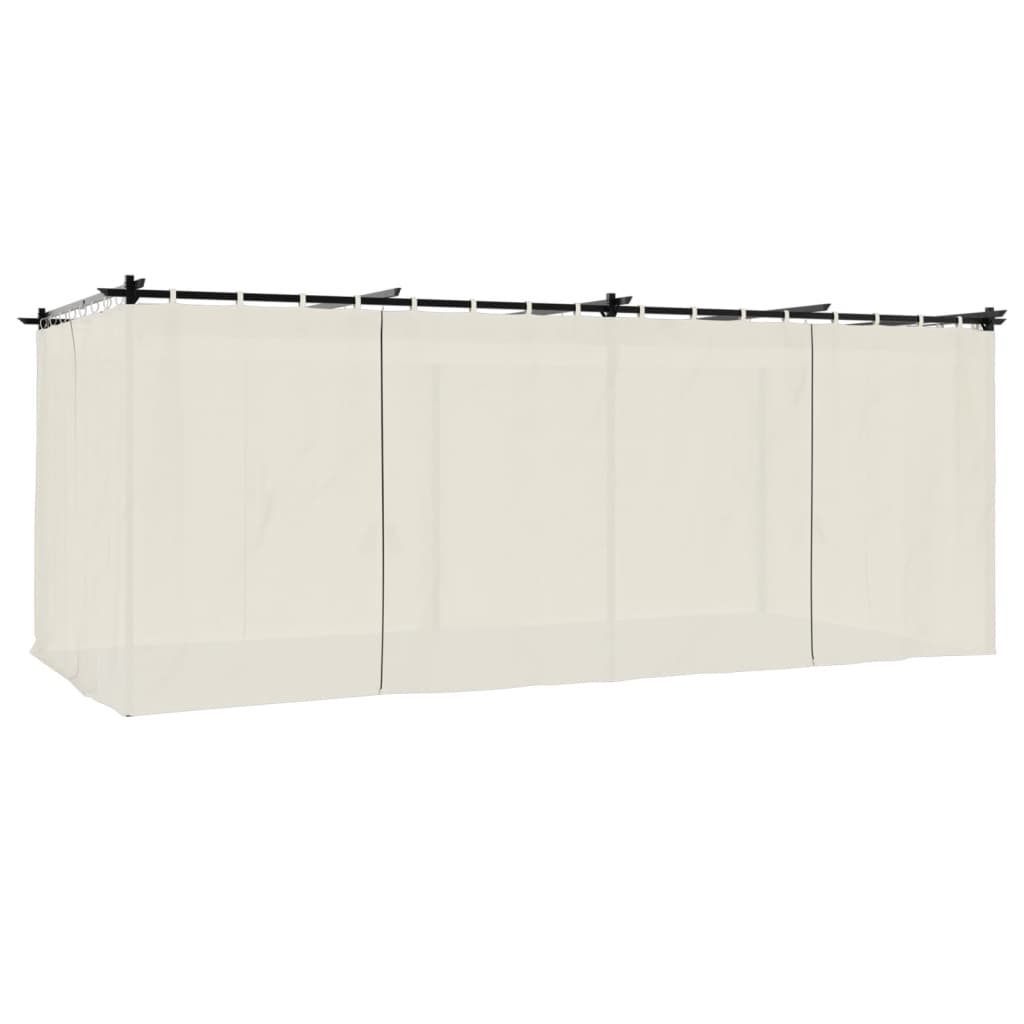 Prieel met gordijnen 6x3 m staal crèmekleurig is nu te koop bij PeponiXL, paradijselijk wonen!