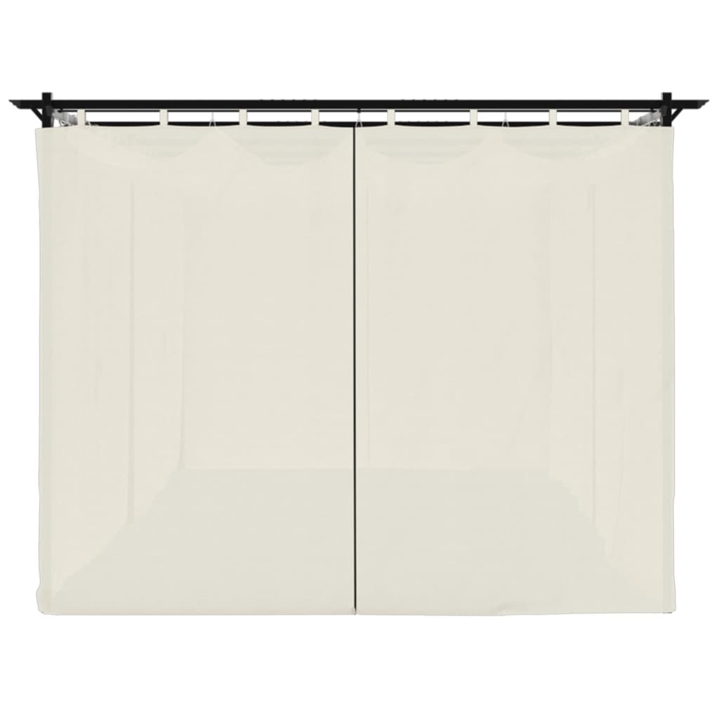 Prieel met gordijnen 6x3 m staal crèmekleurig is nu te koop bij PeponiXL, paradijselijk wonen!