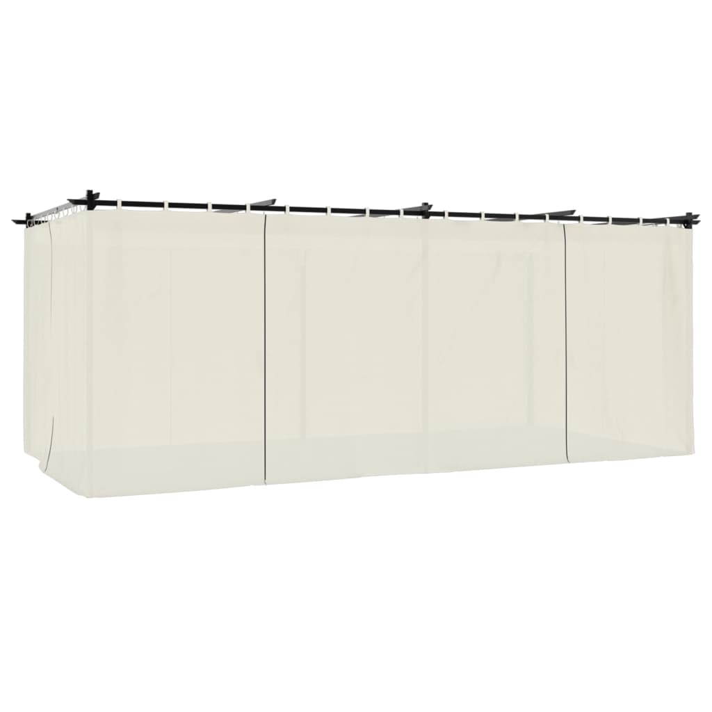 Prieel met gordijnen 6x3 m staal crèmekleurig is nu te koop bij PeponiXL, paradijselijk wonen!