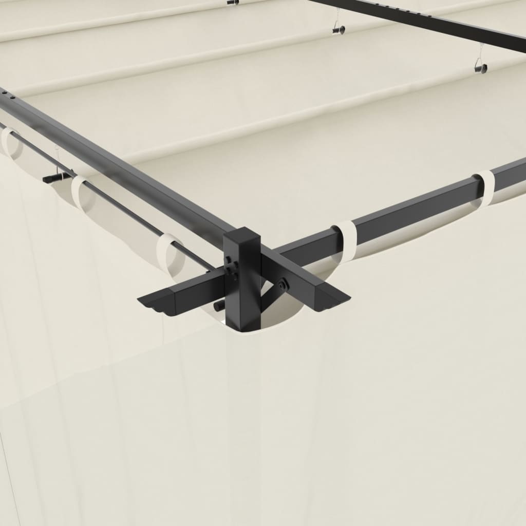 Prieel met gordijnen 6x3 m staal crèmekleurig is nu te koop bij PeponiXL, paradijselijk wonen!