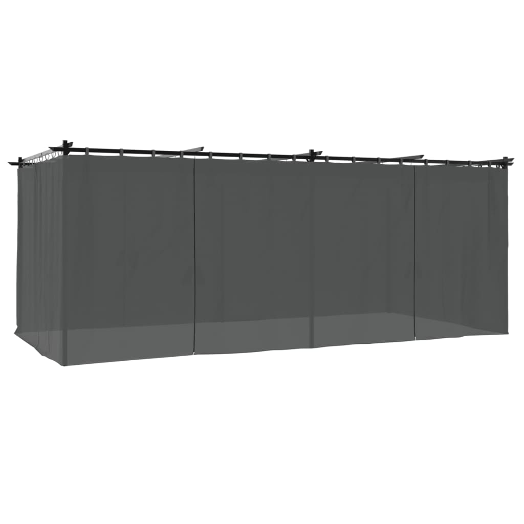 Prieel met gordijnen 6x3 m staal antracietkleurig is nu te koop bij PeponiXL, paradijselijk wonen!