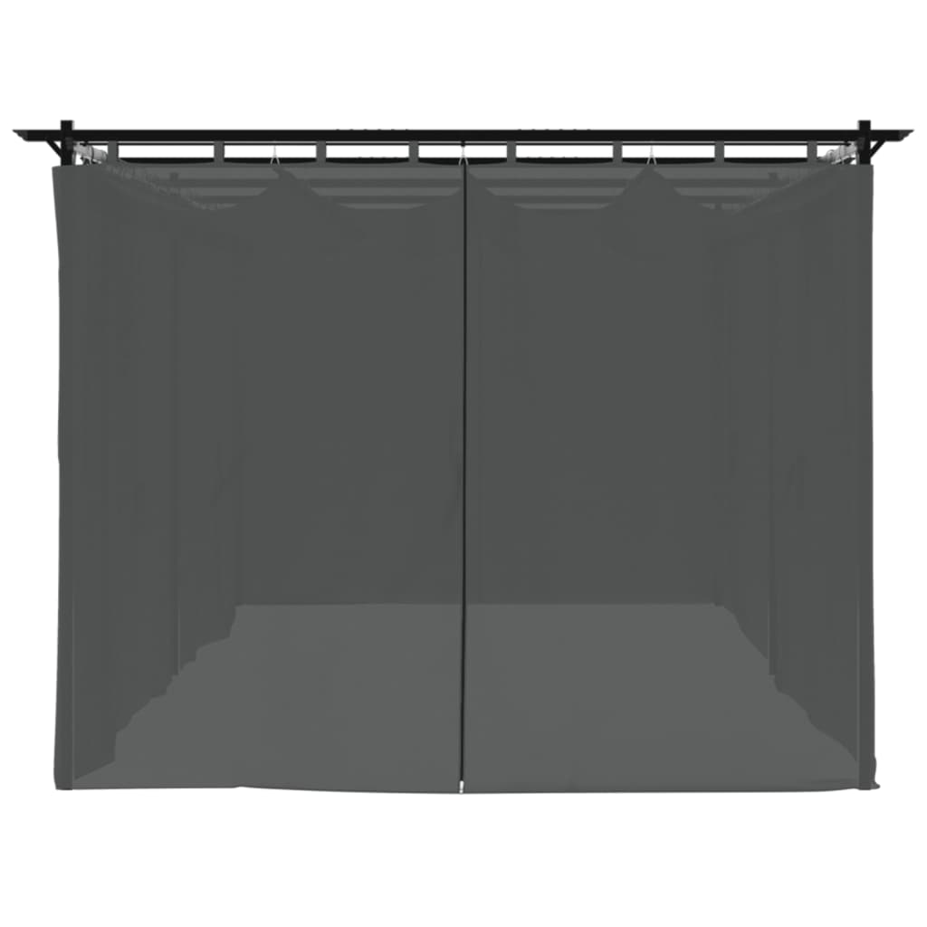 Prieel met gordijnen 6x3 m staal antracietkleurig is nu te koop bij PeponiXL, paradijselijk wonen!
