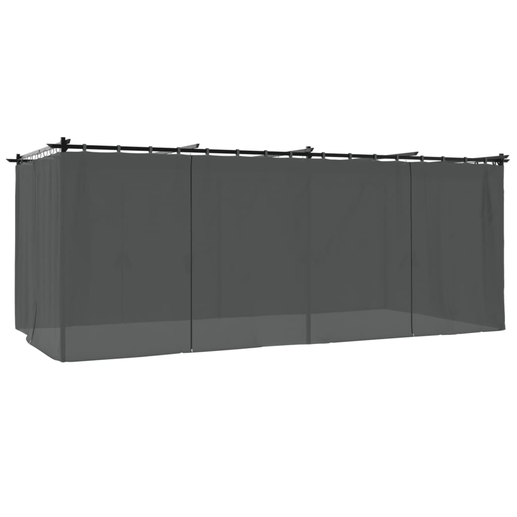 Prieel met gordijnen 6x3 m staal antracietkleurig is nu te koop bij PeponiXL, paradijselijk wonen!