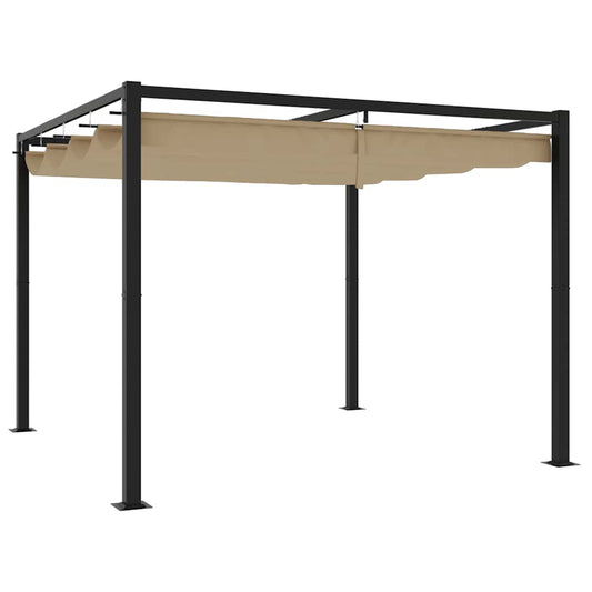 Prieel met uittrekbaar dak 3x3 m staal taupe is nu te koop bij PeponiXL, paradijselijk wonen!