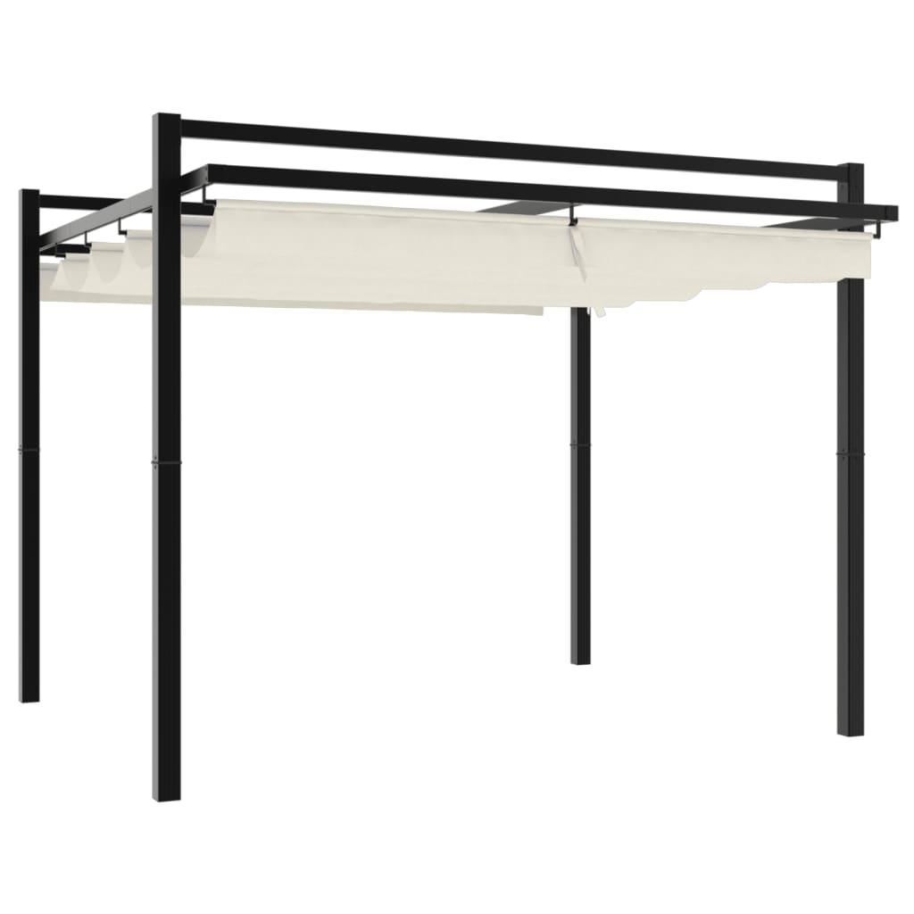 Prieel met uittrekbaar dak 3x3 m aluminium crèmekleurig is nu te koop bij PeponiXL, paradijselijk wonen!