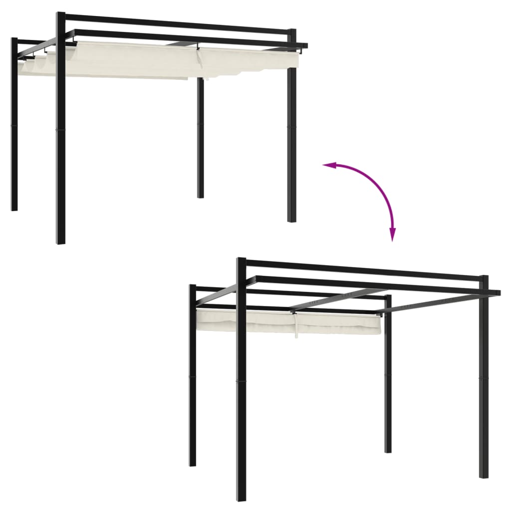 Prieel met uittrekbaar dak 3x3 m aluminium crèmekleurig is nu te koop bij PeponiXL, paradijselijk wonen!