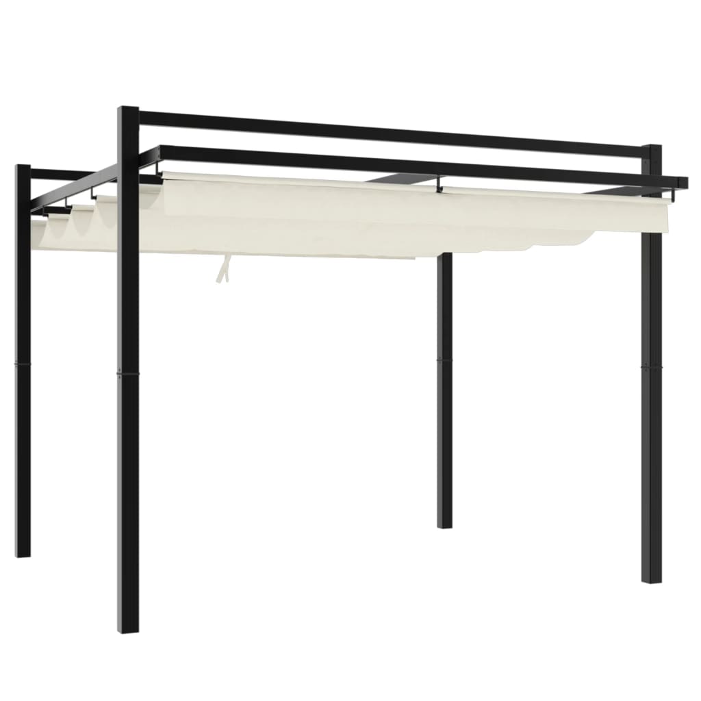 Prieel met uittrekbaar dak 3x3 m aluminium crèmekleurig is nu te koop bij PeponiXL, paradijselijk wonen!