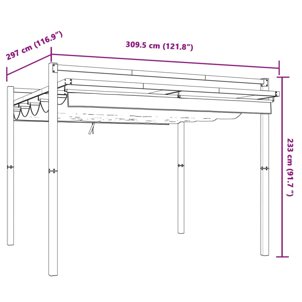 Prieel met uittrekbaar dak 3x3 m aluminium crèmekleurig is nu te koop bij PeponiXL, paradijselijk wonen!