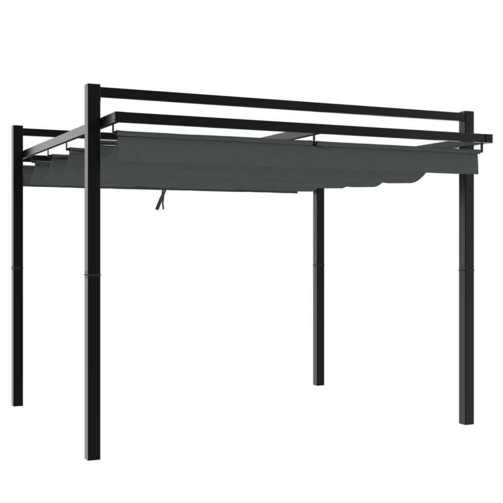 Prieel met uittrekbaar dak 3x3 m aluminium antracietkleurig is nu te koop bij PeponiXL, paradijselijk wonen!