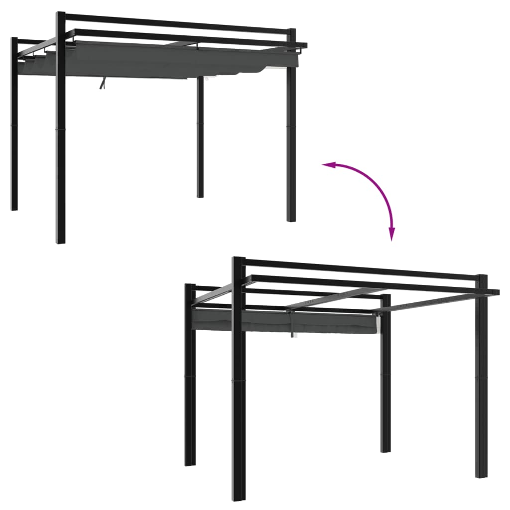 Prieel met uittrekbaar dak 3x3 m aluminium antracietkleurig is nu te koop bij PeponiXL, paradijselijk wonen!