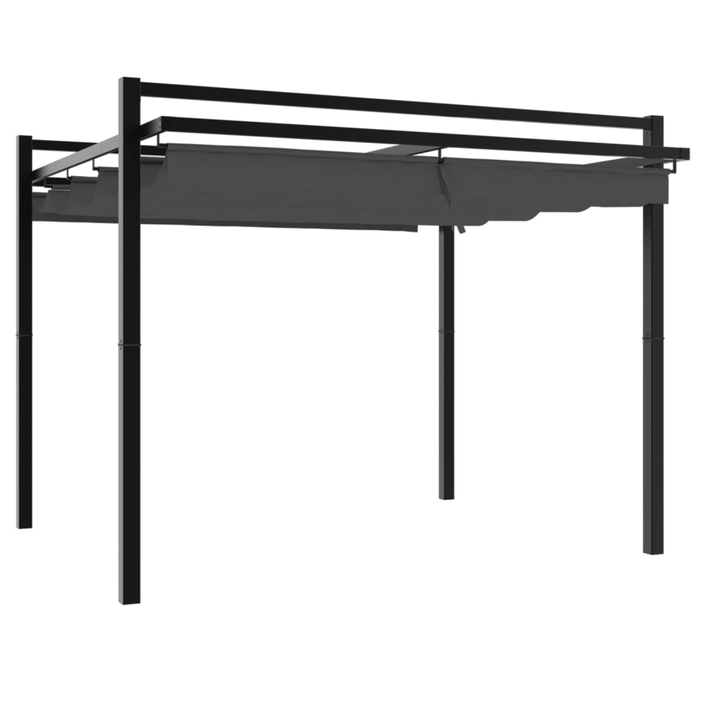 Prieel met uittrekbaar dak 3x3 m aluminium antracietkleurig is nu te koop bij PeponiXL, paradijselijk wonen!