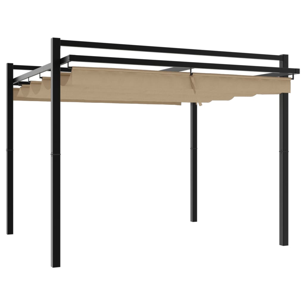 Prieel met uittrekbaar dak 3x3 m aluminium taupe is nu te koop bij PeponiXL, paradijselijk wonen!