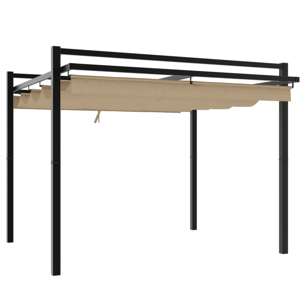Prieel met uittrekbaar dak 3x3 m aluminium taupe is nu te koop bij PeponiXL, paradijselijk wonen!