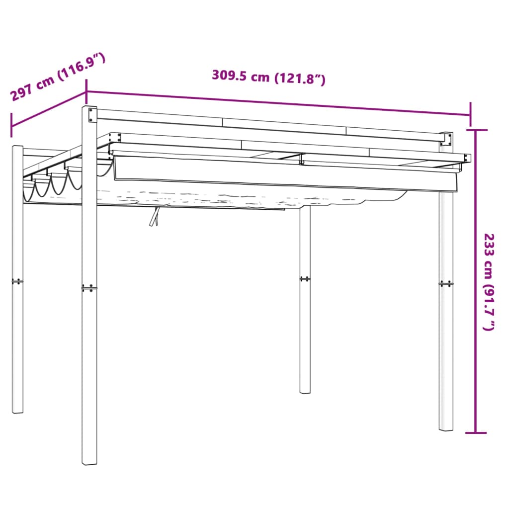 Prieel met uittrekbaar dak 3x3 m aluminium taupe is nu te koop bij PeponiXL, paradijselijk wonen!